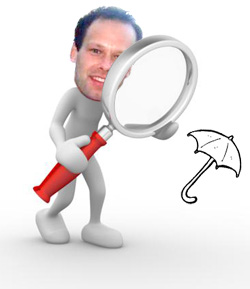 Botting with umbrella and magnifier